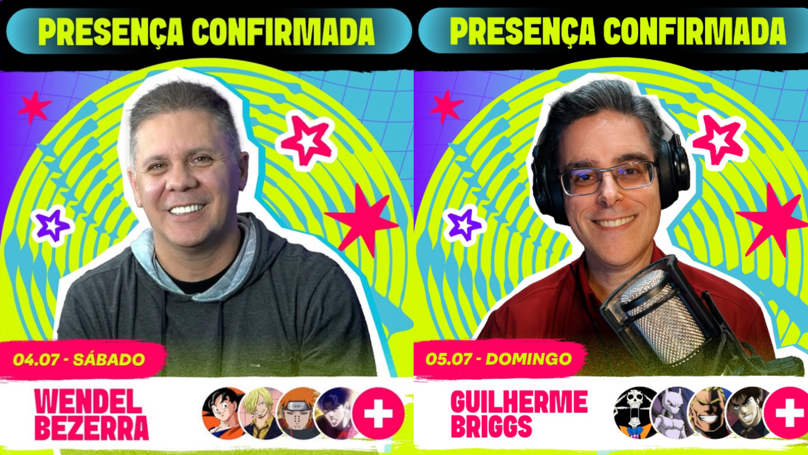 Anime Friends 2026: Guilherme Briggs e Wendel confirmados